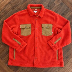 Free Assembly Mens 3XL Orange Tan Fleece Jacket Colorblock Outdoor Utility